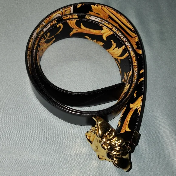 Versace Black Belt with Gold Buckle - Picture 3 of 12